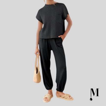 ست تی شرت و شلوار کژوآل مشکی زنانه