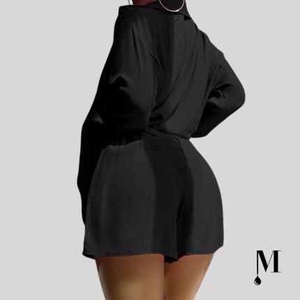 ست شومیز و شلوارک مشکی زنانه