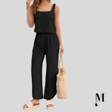 ست تاپ و شلوار راحتی مشکی زنانه