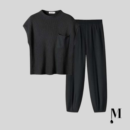 ست تی شرت و شلوار کژوآل مشکی زنانه