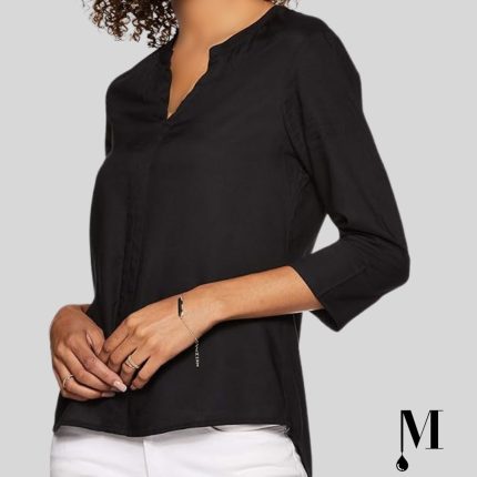 بلوز آستین سه ربع مشکی زنانه
