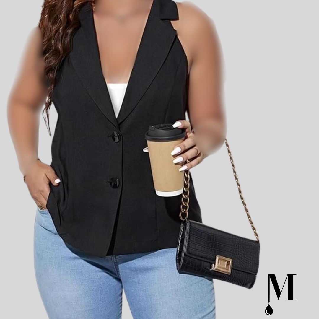 جلیقه پلاس سایز مشکی زنانه جلیقه پلاس سایز مشکی زنانه