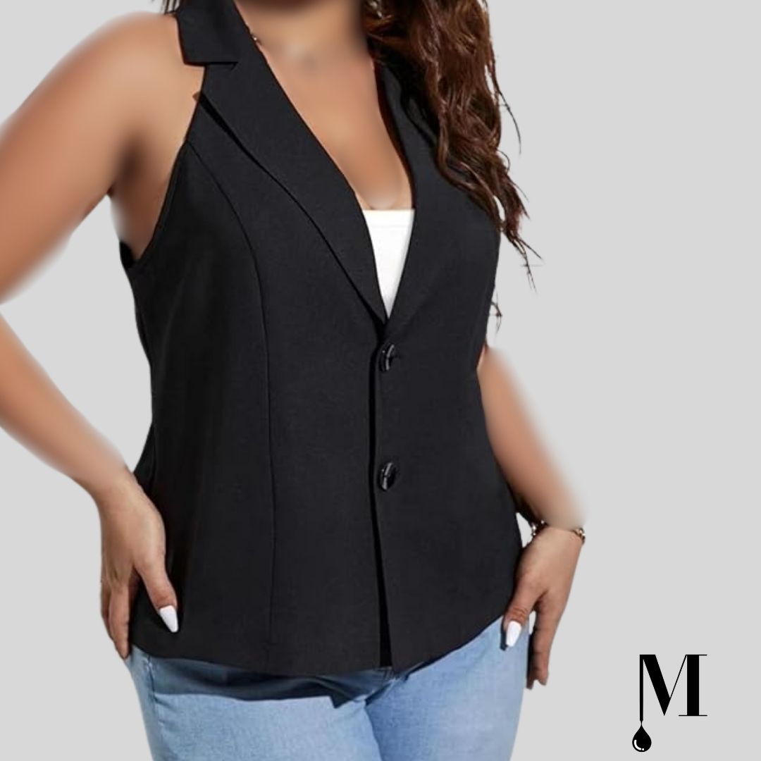 جلیقه پلاس سایز مشکی زنانه جلیقه پلاس سایز مشکی زنانه