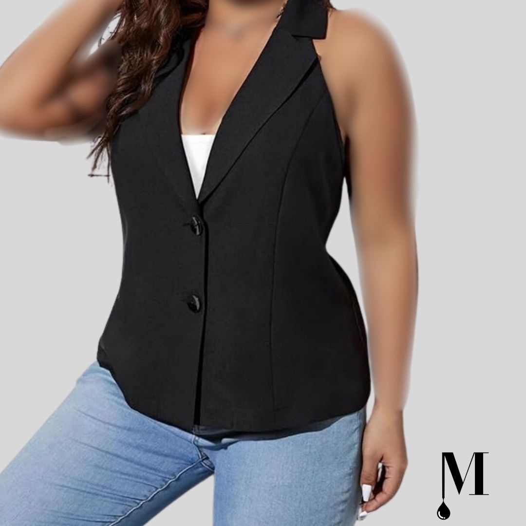 جلیقه پلاس سایز مشکی زنانه جلیقه پلاس سایز مشکی زنانه