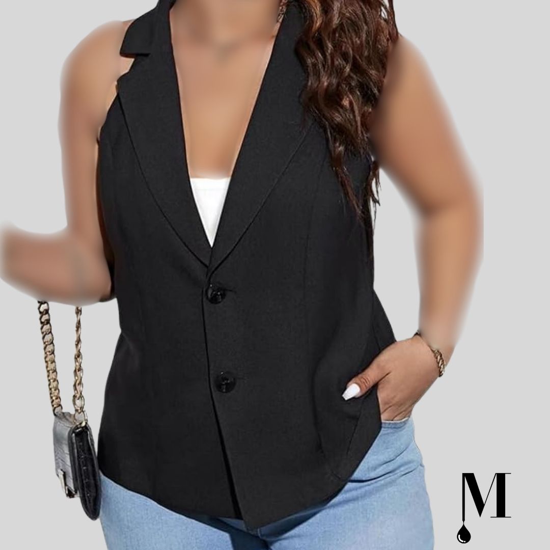 جلیقه پلاس سایز مشکی زنانه جلیقه پلاس سایز مشکی زنانه