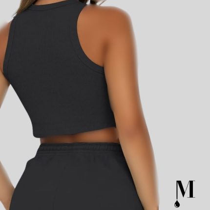 ست نیم تنه و شلوارک مشکی زنانه